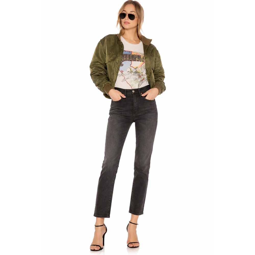 NWT RE/DONE Double Needle Crop Jeans Black High Rise Size 25 $250